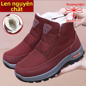 DRAGON-FLY | Giày Bông Nữ Mùa Đông Dày Cách Nhiệt Chống Trơn Trượt