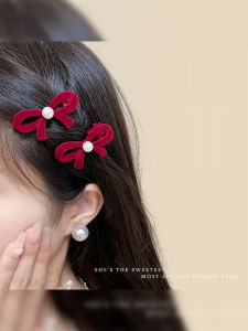 กิ๊บติดผมรูปผีเสื้อสีแดงขนาดเล็กสำหรับปีใหม่ กิ๊บติดผมสไตล์เกาหลี แฟชั่นฤดูใบไม้ร่วงและฤดูหนาว สำหรับผู้หญิง