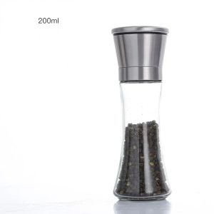 Black Pepper Grinder 304 Stainless Steel Manual Spice Grinder Medium Solid Particles Grindor Household Seasoning Bottle Gadget