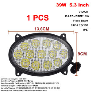 6.3 "Polegada oval 65w projetor led para trator john deere 91209220932094209520962092309330943095309630 x1pc