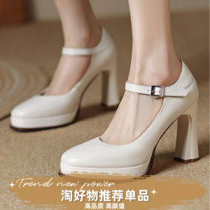 French Style Retro Waterproof Platform High Heels Womens Chunky Heel Not Tired Feet Model Cheongsam Catwalk with Mary Jane Shoes