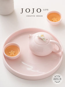 Handmade Ceramic Peach Pink Flower Teapot Jojos L. PDTownship Simple Nordic Style Tea Set for Home Use Color Glaze