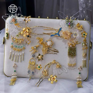 Chinese Style Wedding Hair Accessories Golden Butterfly Pin Ancient Dragon And Phoenix Costume Morning Robe Matching Hair Ornament
