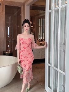 ZYHT EraVogue Váy nữ Váy hồng Váy lưới Váy tay loe Váy công sở Váy Hiso Váy cổ điển Váy dạ hội 21384