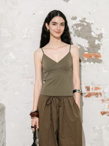 Basic House | Silk Blend Strapless V-Neck Beauty Back Top Green