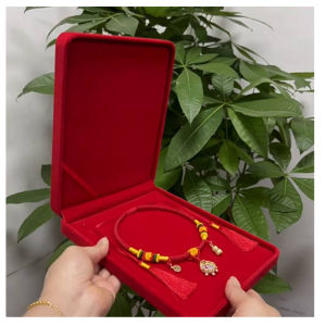Jewelry Storage Display Case Velvet Necklace Chain Gift Box Travel Red pin blue rosered 19x24x4CM Anniversary Countertop Store