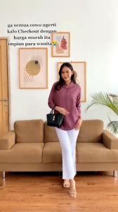 Atasan Kemeja Wanita Polin Polos Kerah Shanghai tangan panjang