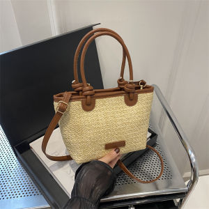 New Straw Woven Crossbody Bags For Women Summer Vacation Bucket Shoulder Bags Summer Seaside Beach Handbags