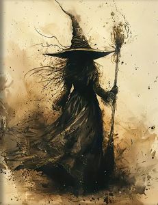 KAYOU | Paint By Numbers for Adults DIY Oil Painting Halloween Witch Kit Handmade Art Gift Canvas Painting for House Decor Unframed