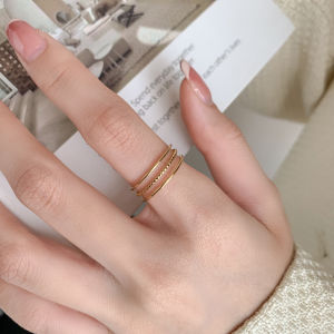 Luxurious Three-Layer Gold Ring for Women Fashionable Unique Design High-End Feeling Titanium Steel Finger Ring Fresh out
