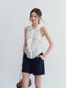 Quần Short Dài Phong Cách Old Money Thoáng Mát Vải Linen Cotton Trắng