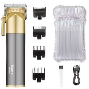 Kemei | Máy Cắt Tóc Chuyên Nghiệp Kemei Bằng Nhôm Cho Nam Máy Cạo Râu Sạc Được Bộ Cắt Tóc Điện Lưỡi Dao Titan Nhẹ