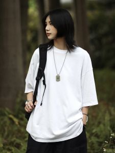 เสื้อยืดคอกลมแขนสั้นทรงหลวมสำหรับผู้ชาย ผ้าฝ้ายลินินพื้นฐาน ทรงหลวม ทรงเข้ารูป ทรงหลวม ทรงเข้ารูป เสื้อยืดคอกลม