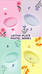 Piring Makan Saji Mellau Leitha Dinner Plate Piring Bulat Serbaguna Tempat Kue Roti Snack BPA Free Bahan Plastik
