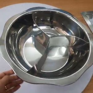 Nồi lẩu inox tròn 3 ngăn nồi bếp từ tròn âm bàn 3 ngăn nồi lẩu bếp từ nhà hàng nồi lẩu bếp từ 3000W giá rẻ