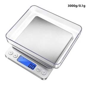 0.1g-3kg Digital Mini Scale LCD Display Kitchen Weight with Tray Cake Powder Baking Penimbang Kek [FREE BATTERIES]