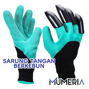 Sarung Tangan Ajaib Berkebun Gardening Glove Waterproof Tahan Air 4 Pcs Cakar Plastik Gali Tanah Anti Kotor Murah Bagus