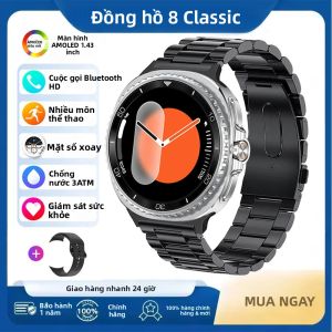 Đồng Hồ Thông Minh Nam Watch 8 Ultra Classic Với GPS NFC Màn Hình AMOLED La Bàn Khả Năng Chống Nước 3ATM Chức Năng Theo Dõi Sức Khỏe Và Gọi Điện