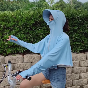 Sun Protection Jacket Anti UV Ice Silk Long Sleeve Breathable Zipper Blouse With Hat Outdoor Running Hiking Sun Protection Jacket Anti-UV Ice Silk Long Sleeve Breathable Zip-Up Blouse with Hood Outdoor Walking Hiking