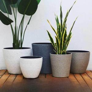 LANWAN | Easy-to-use Plastic Resin Large Ceramic-like Living Room Floor Flower Pot