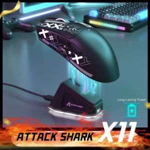 ATTACK SHARK | Original Brand ATTACK SHARK X11 Wireless Gaming Mouse Charging Dock PixArt PAW3311 Gaming Sensor Origin BT/2.4G Wireless/Wired
