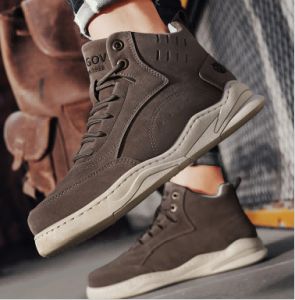 รองเท้ากีฬาหุ้มข้อรองเท้าผ้าใบนำสมัยของผู้ชายรองเท้ากีฬารองเท้าเดินสบายคลาสสิกใส่สบายรองเท้าผ้าใบทรงหุ้มข้อ