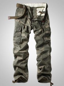 YUANZOU | Camouflage Multi-pocket Workwear Pants Straight Cut Loose Fit