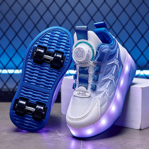 KUOBURENSHENG | Rotary Buckle 4-Wheel Heelys Detachable Shoes Breathable Light-up