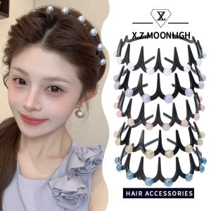 X.Z.MOONLIGH Pearl Wave Hairband Face Wash Hairpin High Skull Fluffy Texture Toothed Comb