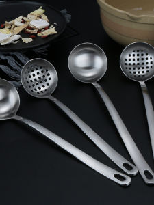 Thickened Stainless Steel 304 Kitchen Soup Spoon with Long Handle Commercial Use Hot Pot Strainer Rack Set for Cooking