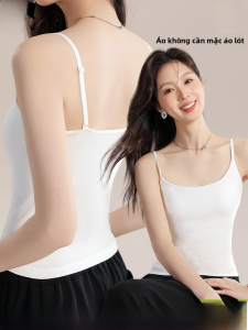 MiiOW | Áo ba lỗ màu trắng không dây một mảnh cho nữ Áo ngực có đệm không cần mặc bên trong Váy hở lưng che chắn phụ bộ