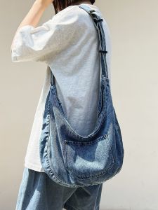 Back Not Rotten Retro Easy Matching Japanese Style Denim Shoulder Messenger Bag Female Leisure Hong Kong Style Student Work Clothing Backpack Male