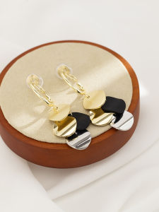 Hoa Tai Kim Loại Hình Tròn Dài Thời Trang Cho Nữ Không Cần Khoan Kẹp Tai Kiểu Dáng Mới Hợp Kim Mạ Bạc Vàng Phong Cách Hàn Quốc