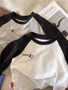 Pure Cotton Long Sleeve T-Shirt for Children Spring Autumn Casual Base Shirt Baby Boys Girls Comfortable Breathable Sweat Absorbent Cartoon Pattern