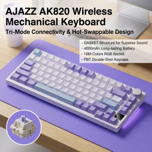 AJAZZ | AJAZZ AK820 75 Percent Mechanical Keyboard 81 Keys PBT Keycaps RGB Full Anti-Ghosting Type-C for PC Laptop Computer