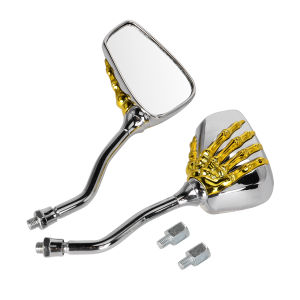 Universal Motorcycle Side Mirror 10mm Skull Hand Rearview Mirrors With Screw 8mm Black/ Chrome For Harley Honda Suzuki Kawasaki