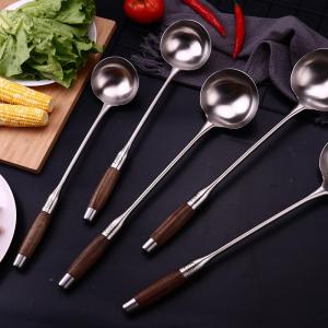 DIHUANTUO | Wooden Handle Stainless Steel Kitchen Spoon