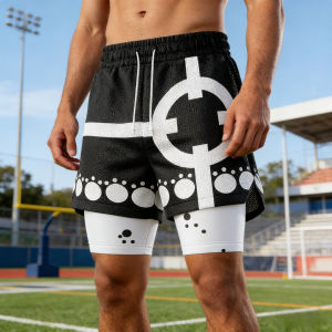 Bandai | 2026 Bandai Bartholomew Kuma Anime One Piece Mens Double Layer Fake Two Piece Shorts Gym Workout Shorts Summer Quick-dry Y2k