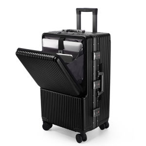 Aluminum Frame Carry-On Suitcase Fashionable Trendy Lock Closure Universal Wheel Mens Womens Travel Bag 20 Inches