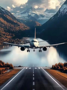 KAYOU | 2026 Passenger Aircraft 5D Diamond Painting Plane Takes Off Murals Diy Diamond Embroidery Modern city scenery Home Wall Decor