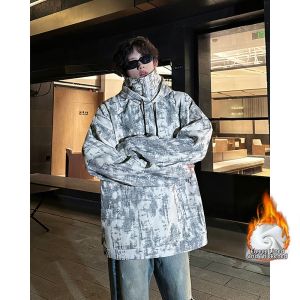 ZHUOCAN | Post-Apocalyptic High-Neck Tie-Dye Hoodie Pullover