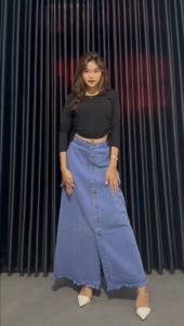 KAYLIN.ID Terlaris Rok Jeans Panjang Button Up Fabian COD Rok Jeans Panjang Kancing Depan Rok Span Wanita Rok Denim Rawis Skirt Jeans