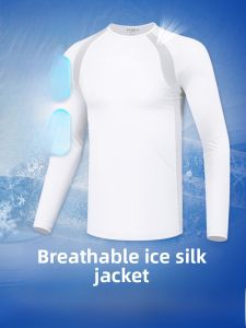 PGM Mens Golf Sun Protection Clothing Long Sleeve Ice Silk Base Shirt T-Shirt Sportswear Casual Official Version Golfwear