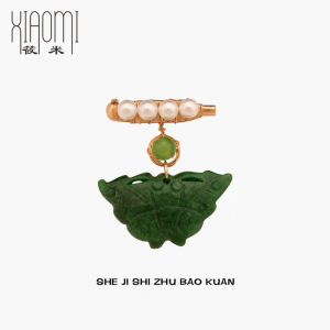 Natural Pearl Brooch Pin Green Jadeite Lapel Pin Suit Cheongsam Hanfu Accessory Gift for Women Elegant Fashion Jewelry