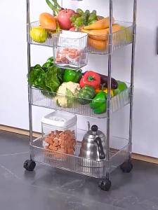 Multi Rack Trolley | Cosmetics Bedroom Bookshelf | Living Room Snacks Multi-layer Storage Rack | Storage Trolley Transparent