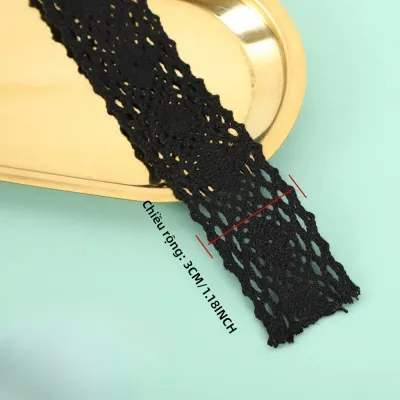 Vải Ren Cotton Đen 5/10 Thước Phụ Kiện Tự Làm Váy Áo Thiệp Cưới Đồ Gia Dụng Gối Sofa Trang Trí Tóc Thân Thiện Với Môi Trường