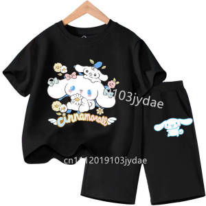 52TOYS | Cute Cartoon Cinnamoroll Printed Kids T-Shirt Set Soft Comfortable Summer Casual Clothing for 2-12 Year Boys Girls Shirt Suit