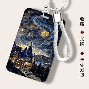 Oil Painting Moonlight Hogwarts Laminated Card Holder Campus Metro Access Control Work ID Card Cover ABS Material