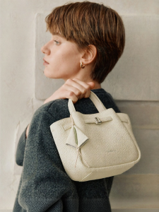 La Festin | Genuine Leather White Hand Tote & Shoulder Bag