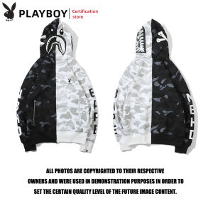 เสื้อสเวตเตอร์เส้นเลือด มีฮู้ดปลาฉลามสีดำและสีขาวเพลย์ บอยแฟชั่นเสื้อกันหนาว มีซิปมีฮู้ด สำหรับการผ่าตัดตัวเอง และการสุขภาพ